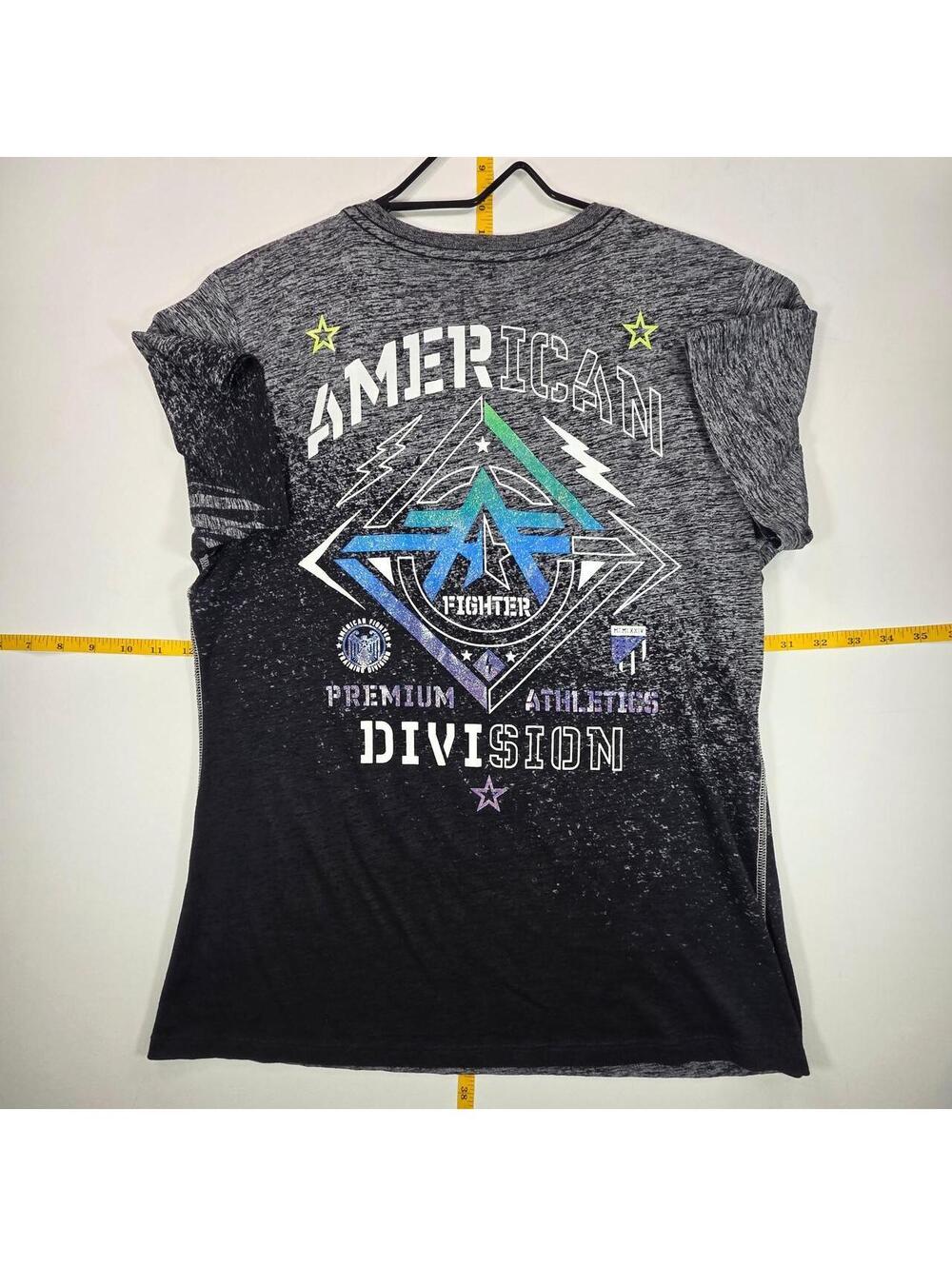 American Fighter Women's Black and Grey Tshirt